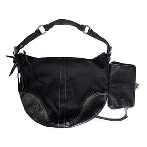 Y2K Coach Soho Signature Slouchy Hobo Black Jacquard with bonus Matching Wallet